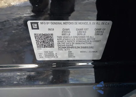 2019 Chevrolet Blazer z USA, uszkodzony, nr VIN 3GNKBHRS2KS685191